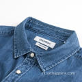 Modern Blauw Comfortabel Denim Shirt Met Lange Mouwen Voor Heren